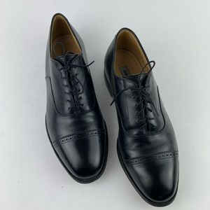 Johnston and Murphy Black Cap Toe Oxfords
